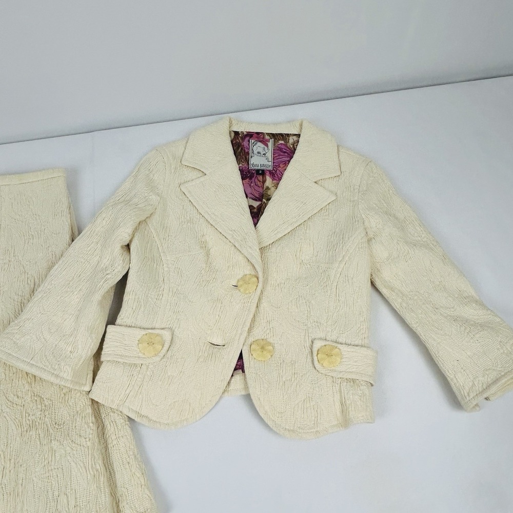 Yoana Baraschi Jacket & Skirt Set Women's XS Designer Ivory Knit 99% Cotton - Picture 2 of 16